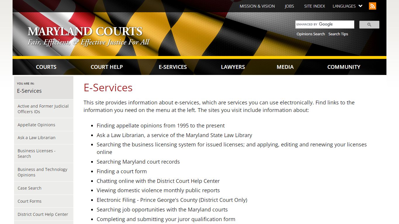 E-Services | Maryland Courts